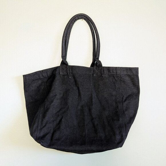 Isabel Marant Bouclé Canvas Logo Tote Bag Shopper Carryall Black Travel NWOT - Picture 4 of 9